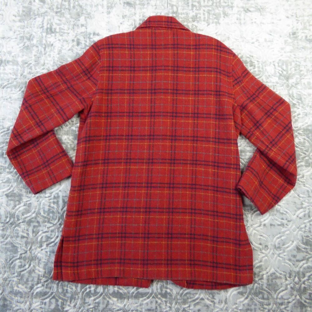 Rafaella Sport Shirt Women Medium Red Flannel Wool Blend Button Up Longer Length - Picture 4 of 6